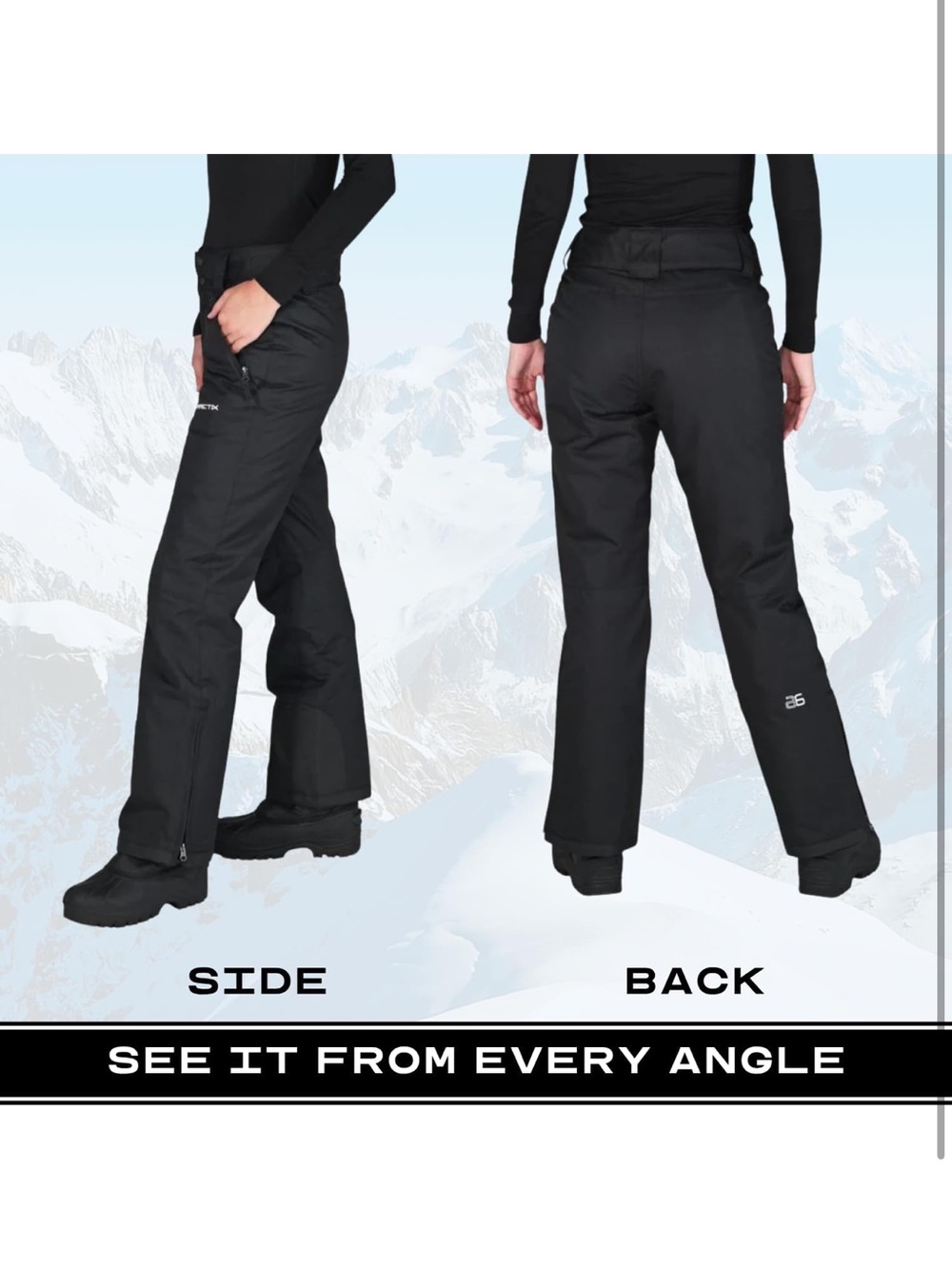 Arctix Women's Insulated Snow Pants, Black, 2X 1007/bb5 - Picture 3 of 8